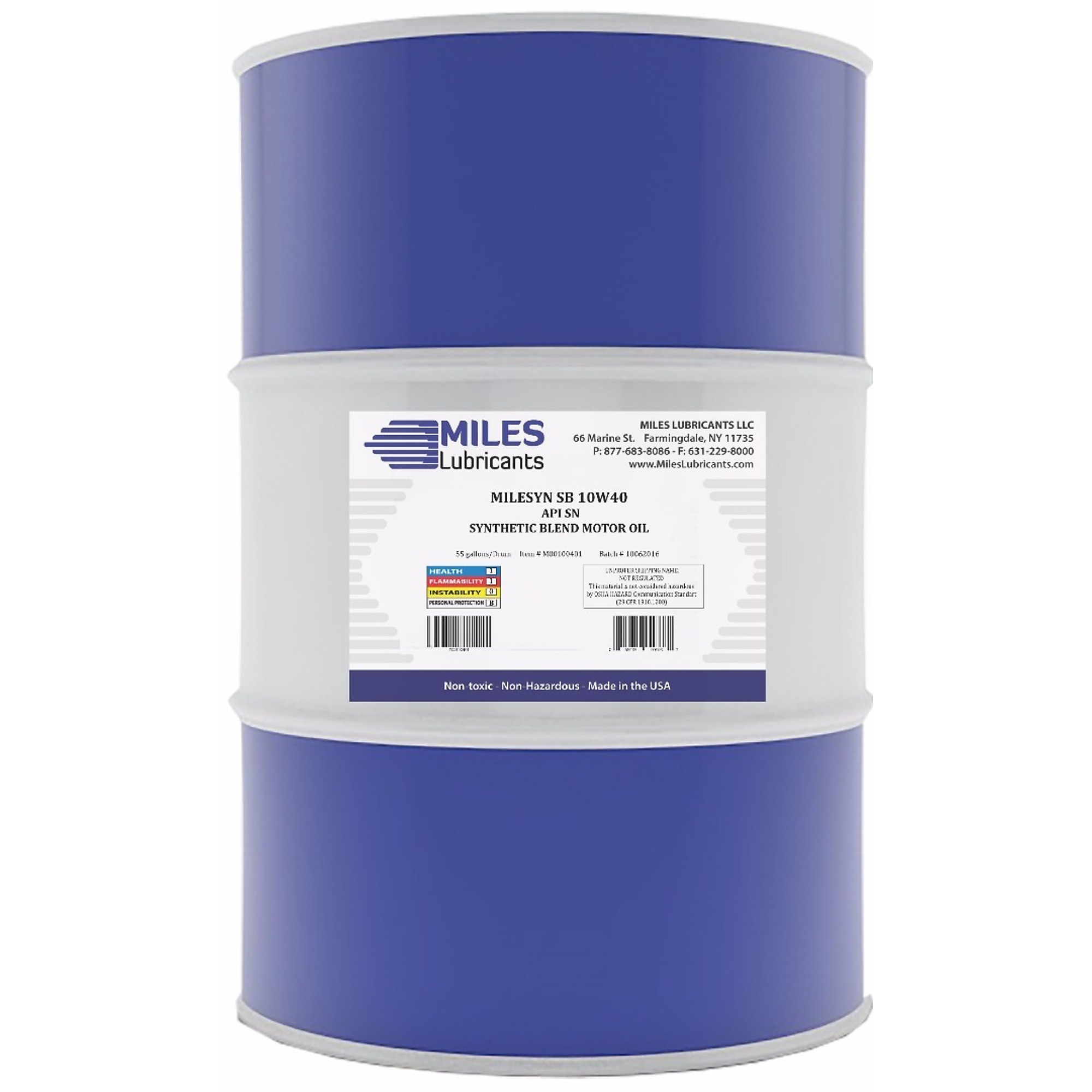 Miles Lubricants SB 10W40 Synthetic Blend Motor Oil - 55 Gal. Drum, Model# M00100401